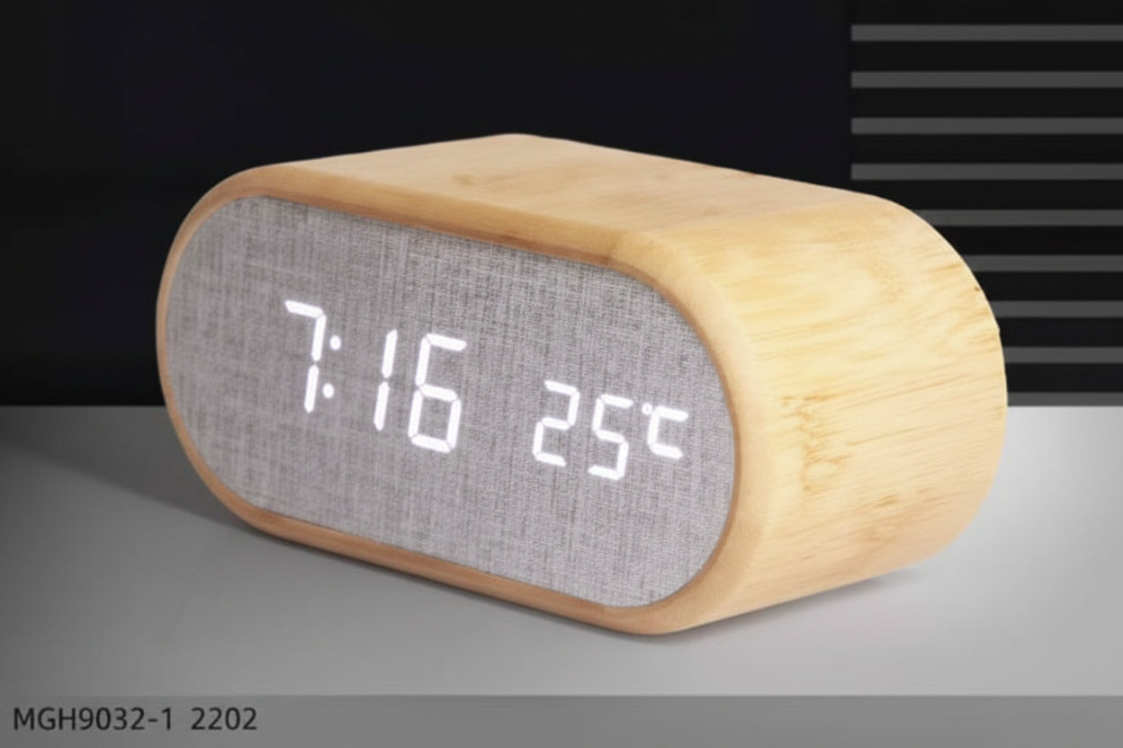 Bamboo Digital Clock 2202 | Model 9032-1 | Premium Eco-Friendly Desk Clock
