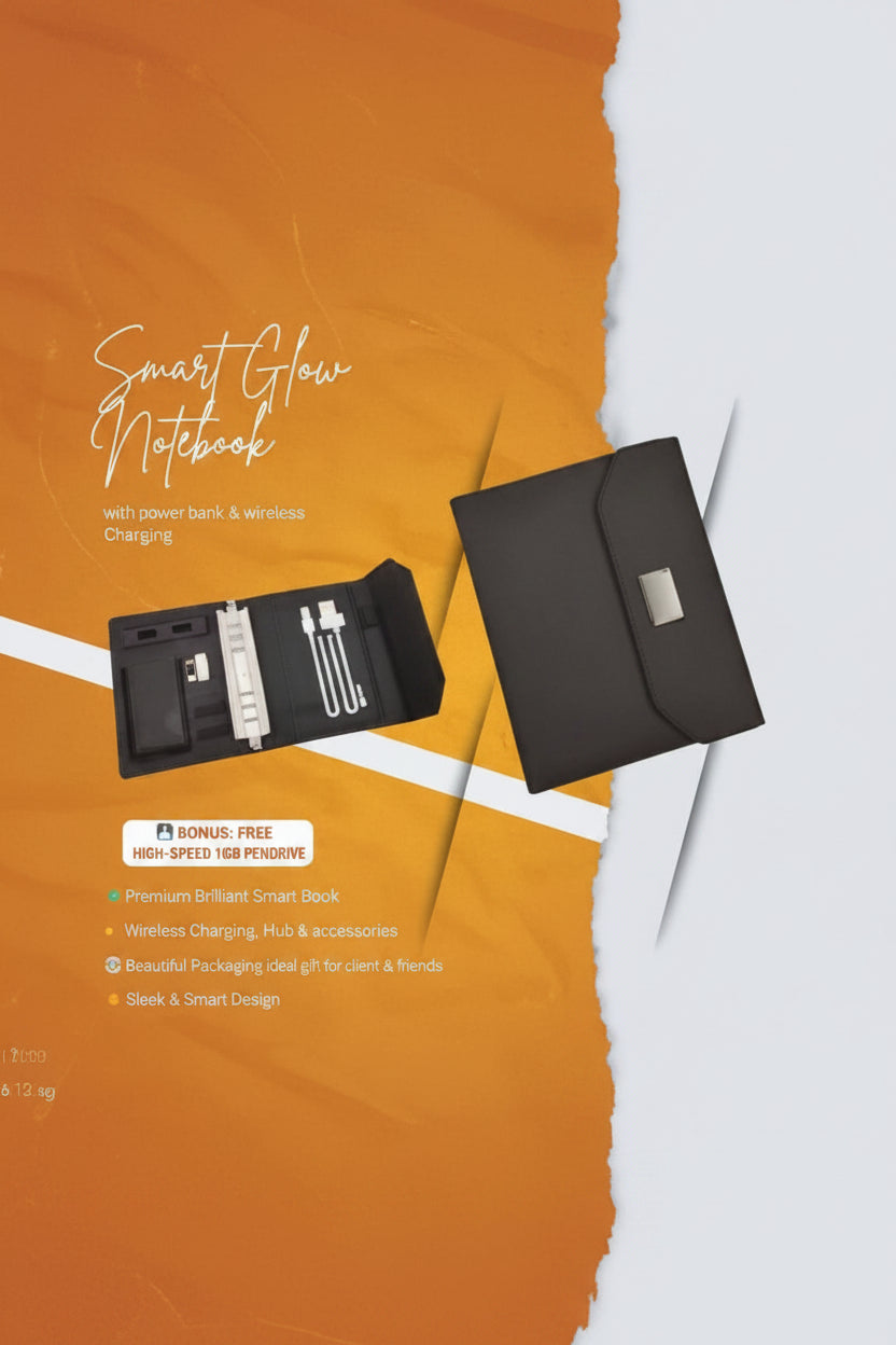 Wireless Power Bank with Diary 8000mAh | Model M3 | Premium Corporate Gift Set