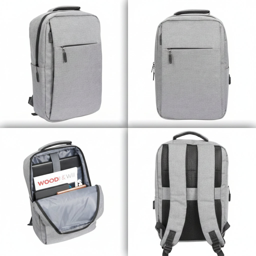 MGH 9014-1 Rexine Laptop Backpack – Light Grey