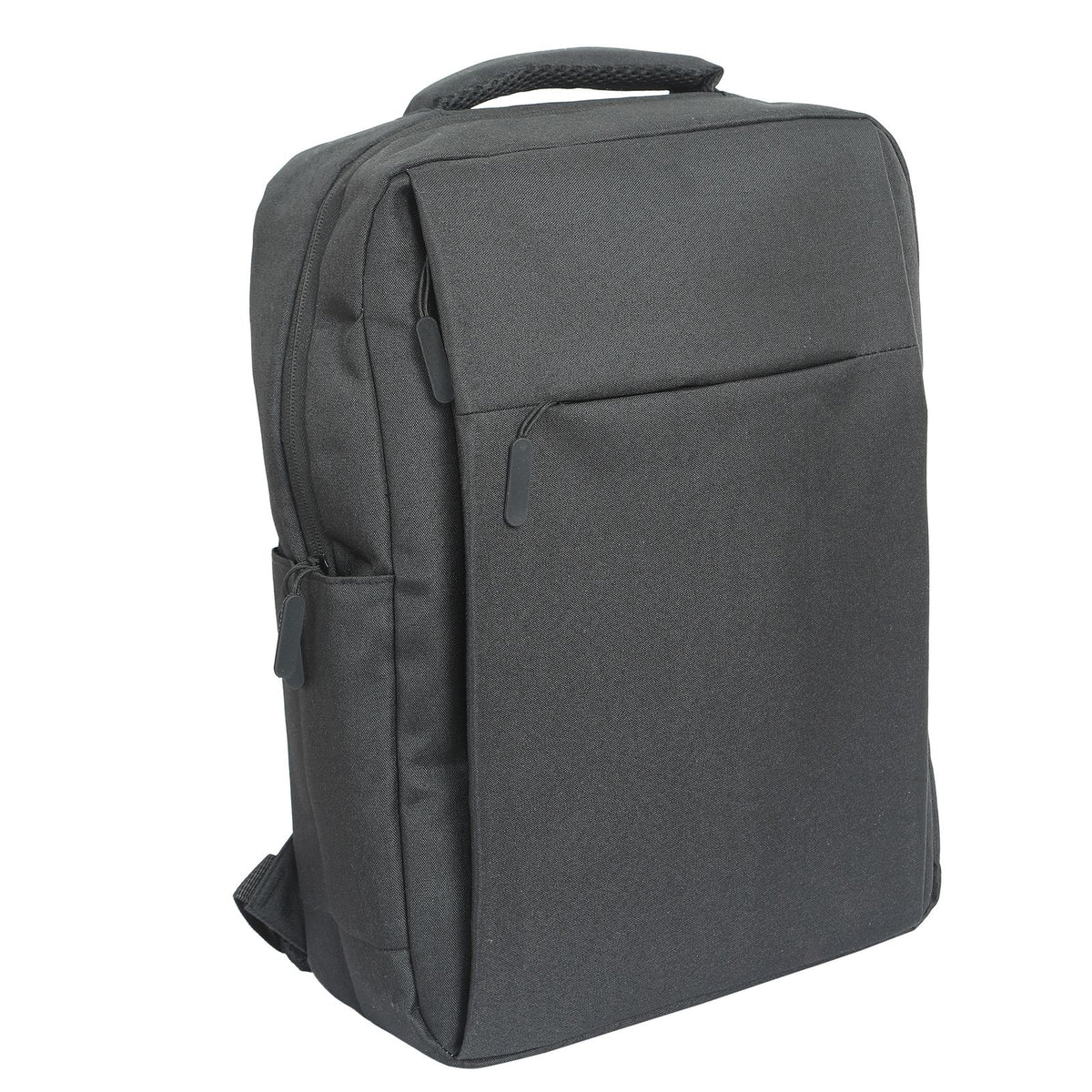 MGH9014-2 black laptop backpack with front and side pockets and top carry handle