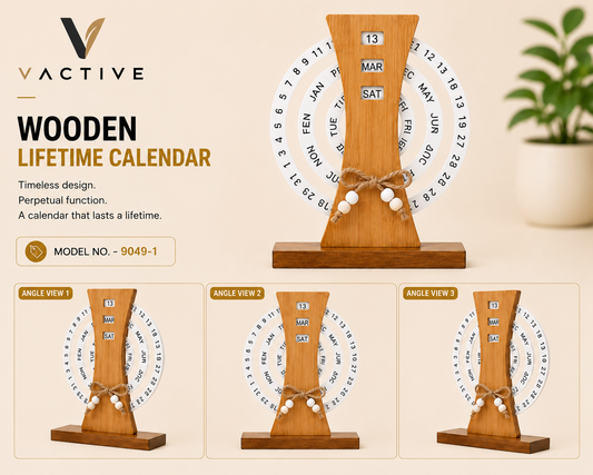 MGH9049-1 Wooden Lifetime Calendar - Bamboo Perpetual Calendar with Rotating Rings