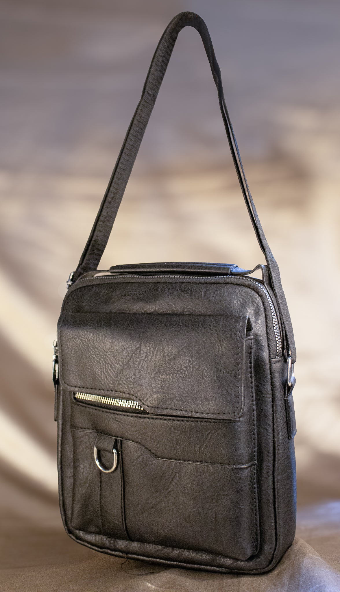 PU Laptop Sling Bag – Water-Resistant with 3 Compartments