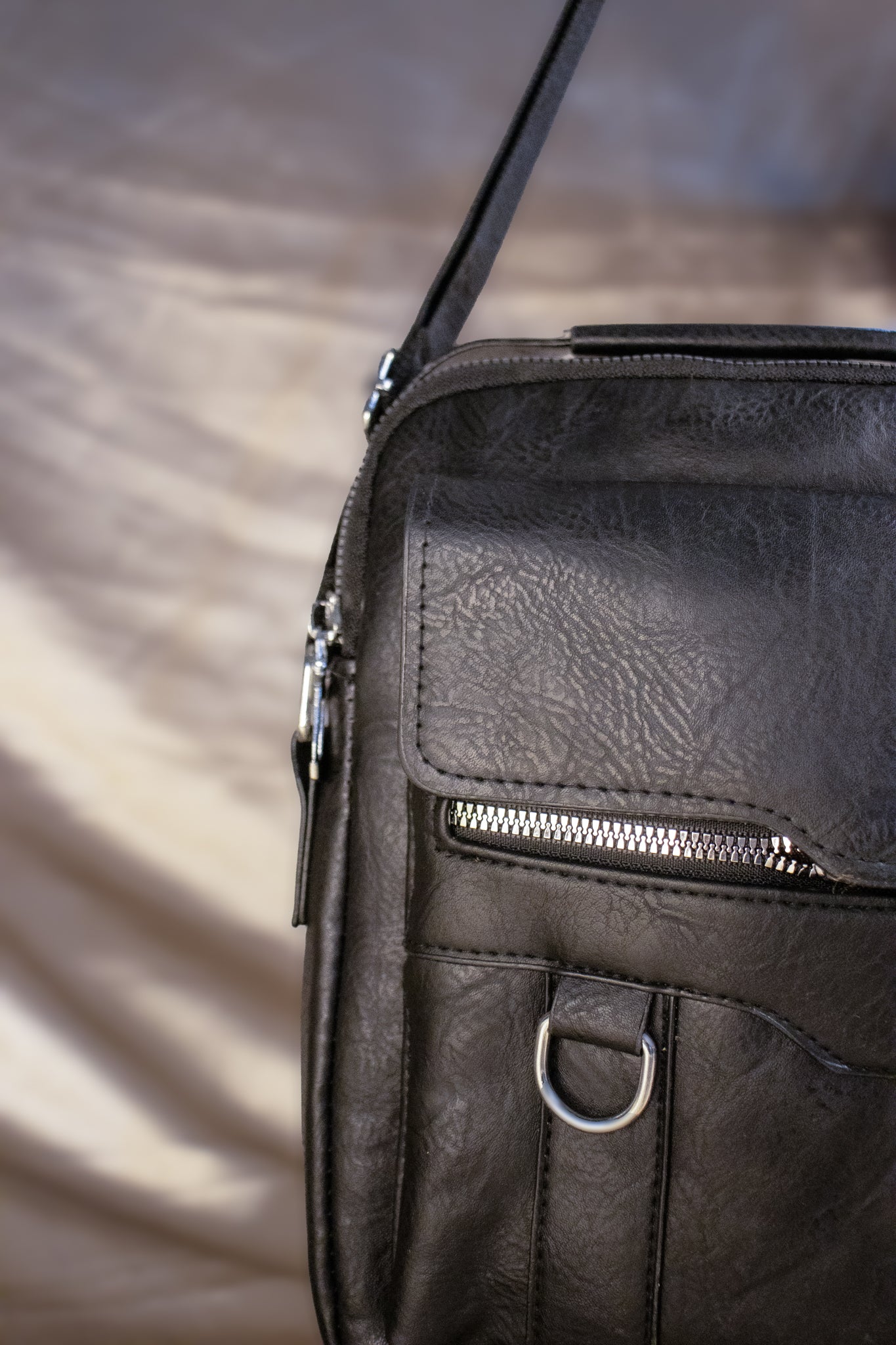 PU Laptop Sling Bag – Water-Resistant with 3 Compartments