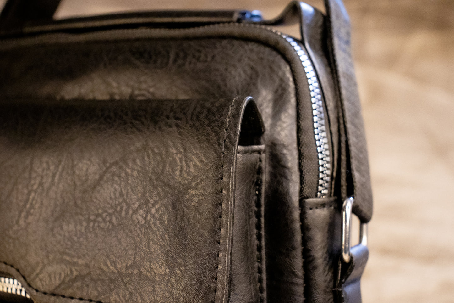 PU Laptop Sling Bag – Water-Resistant with 3 Compartments