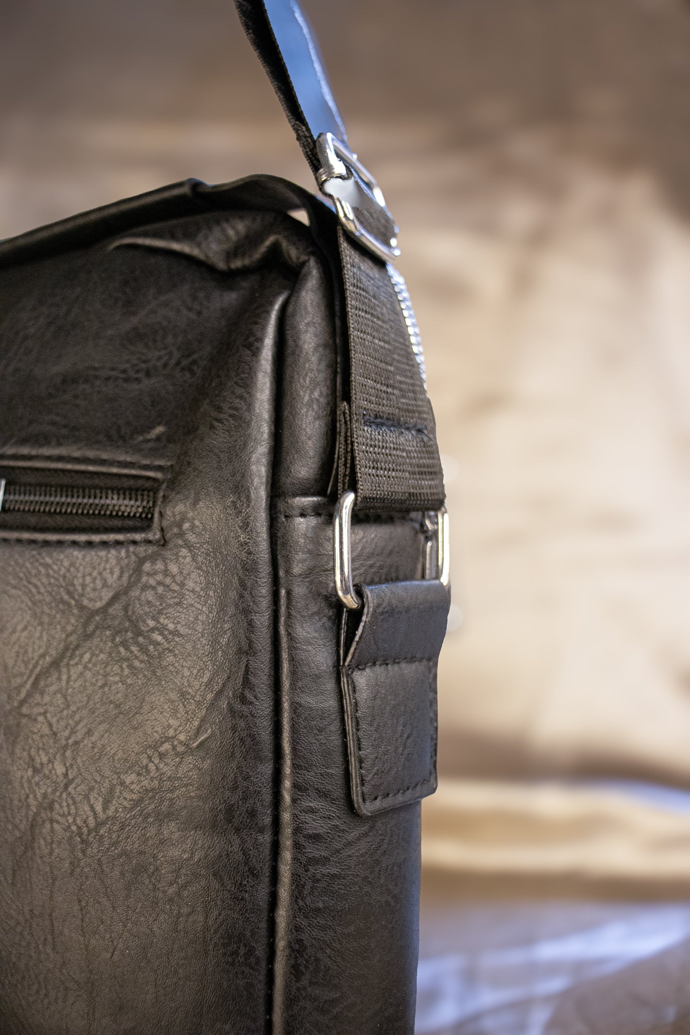 PU Laptop Sling Bag – Water-Resistant with 3 Compartments