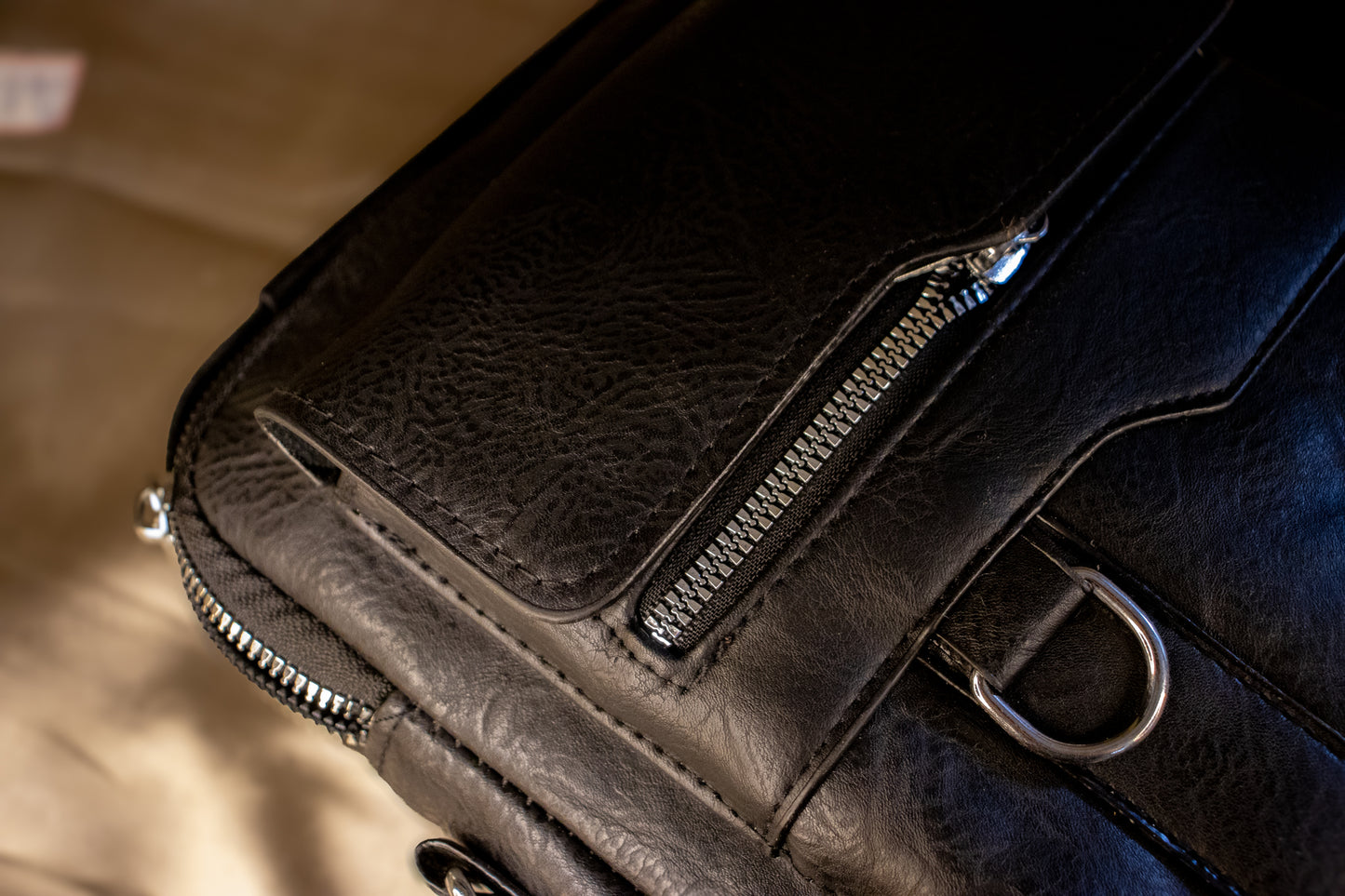 PU Laptop Sling Bag – Water-Resistant with 3 Compartments