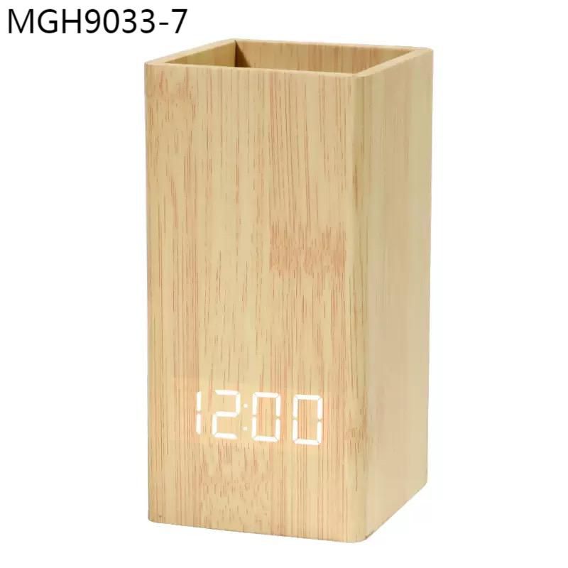 MGH9033-7 | Bamboo Pen Stand with Digital Clock